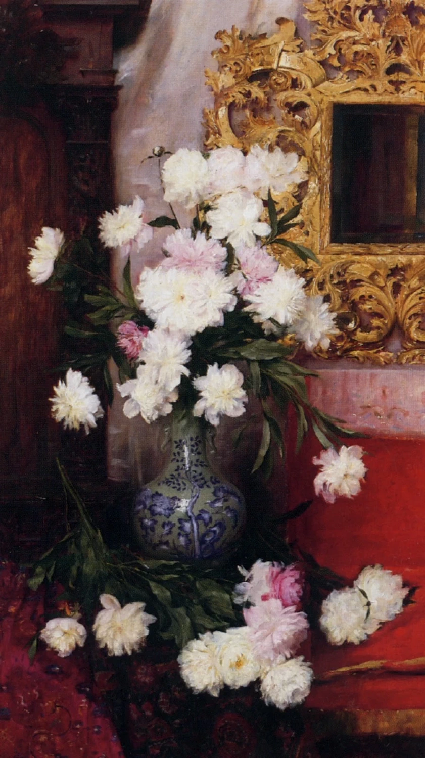Vaso in porcellana con peonie